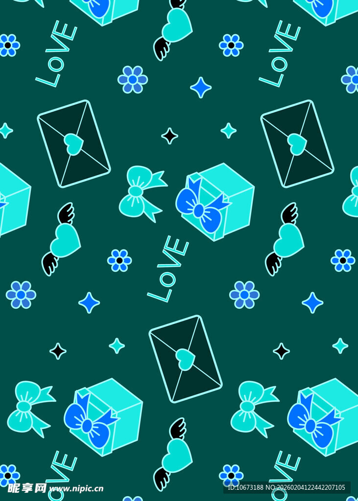 科技风爱心图案无缝背景