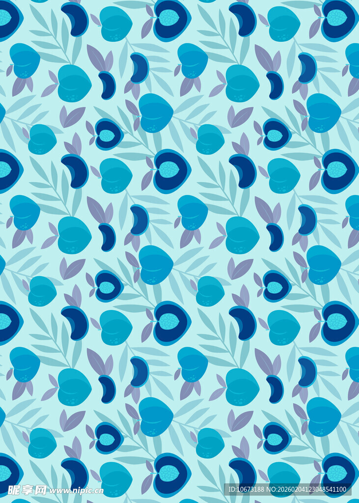 蓝调花卉几何图案纹理