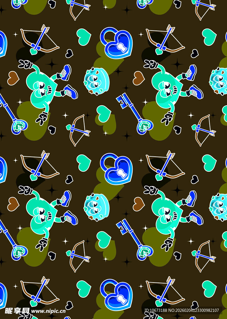 卡通风格太空元素无缝图案