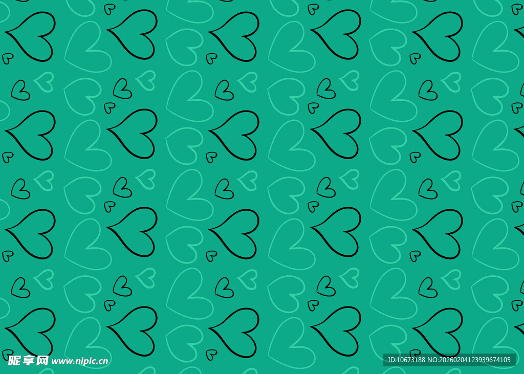绿色心形图案无缝背景