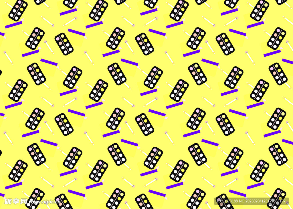 黄色背景吉他图案无缝纹理