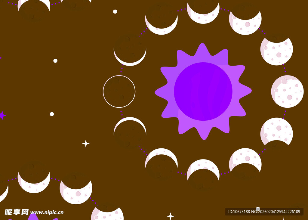 紫色太阳与月亮图案背景