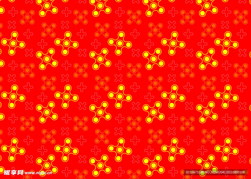 红色底黄色图案几何花纹背景