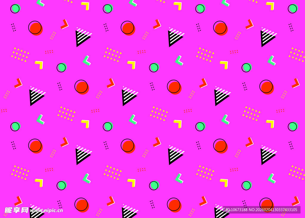粉色背景多彩几何图案
