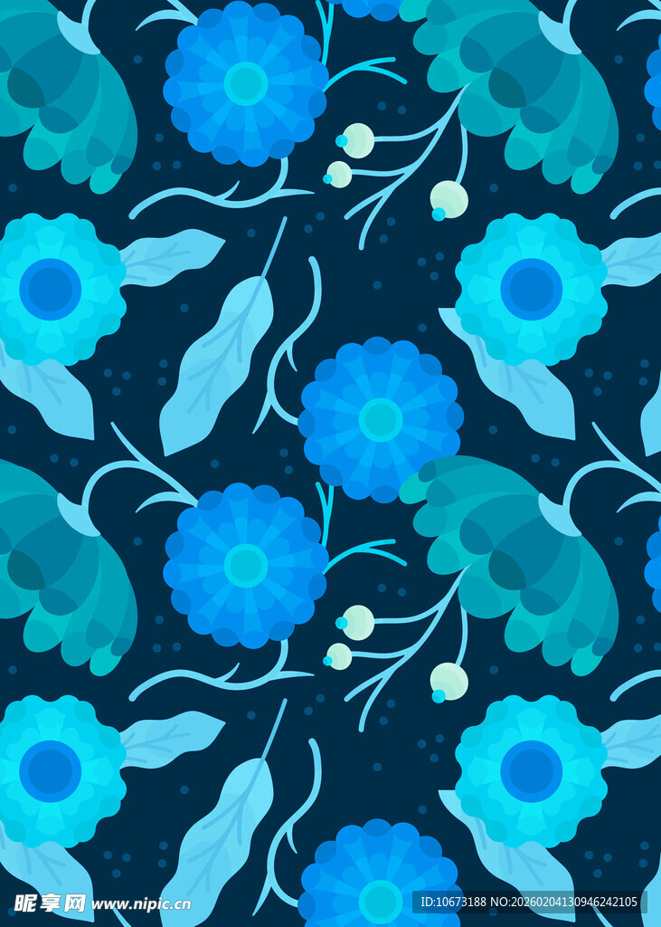 蓝色花卉图案背景设计