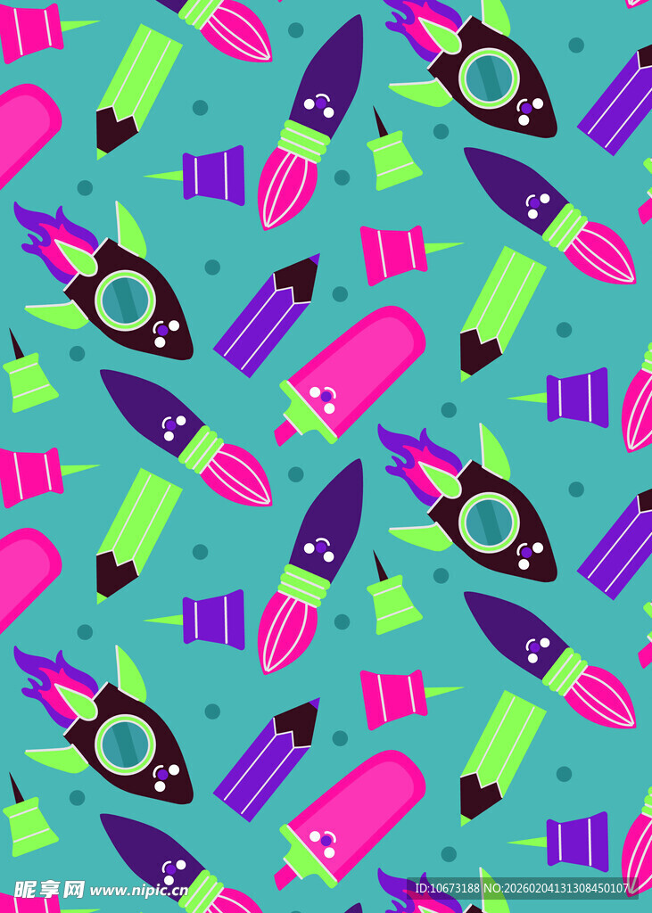 多彩火箭图案背景设计