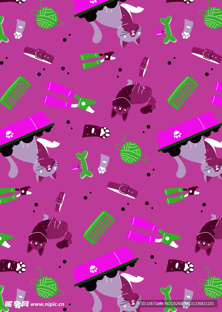 紫色背景卡通图案纹理