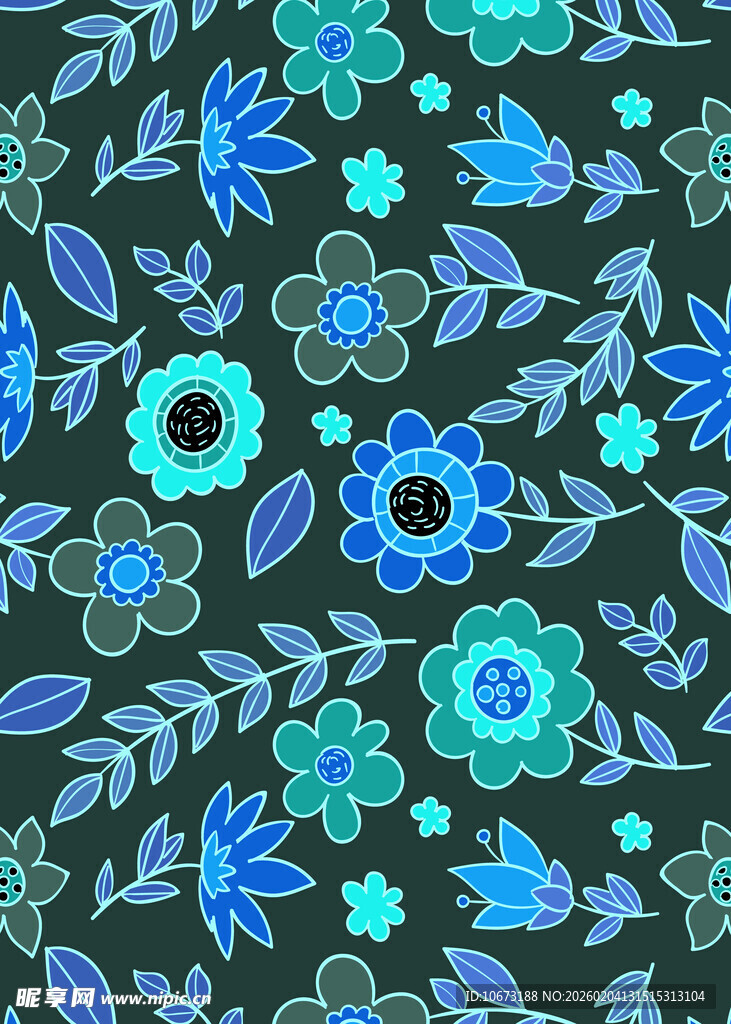 深蓝底花卉图案纹理