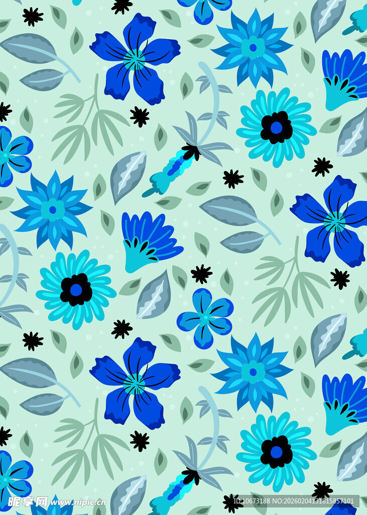 蓝调花卉图案背景