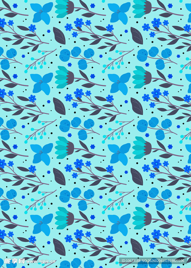 蓝调花卉图案纹理背景