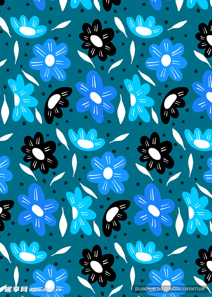 蓝色花卉图案背景纹理