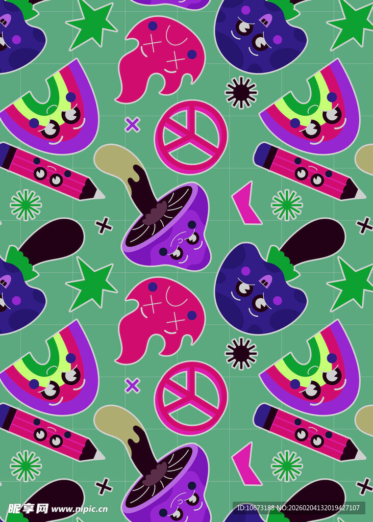 多彩嬉皮风图案设计