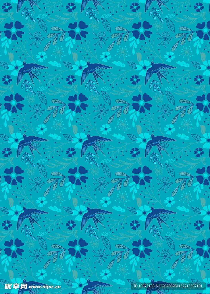 蓝绿色花卉图案纹理背景