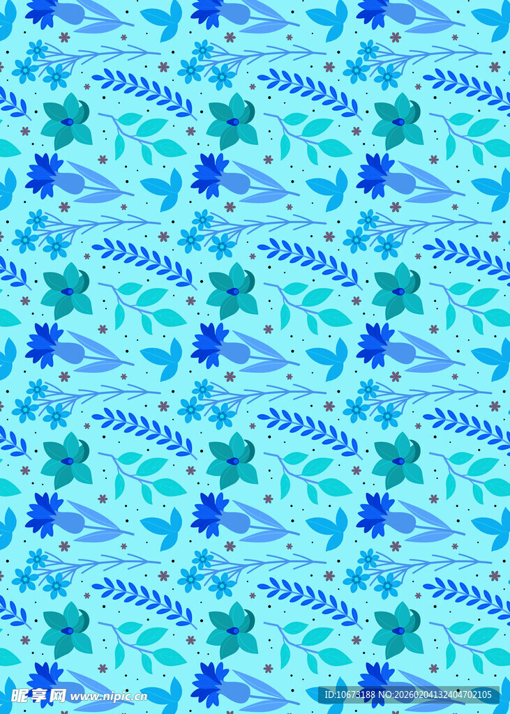 蓝绿花卉图案背景纹理