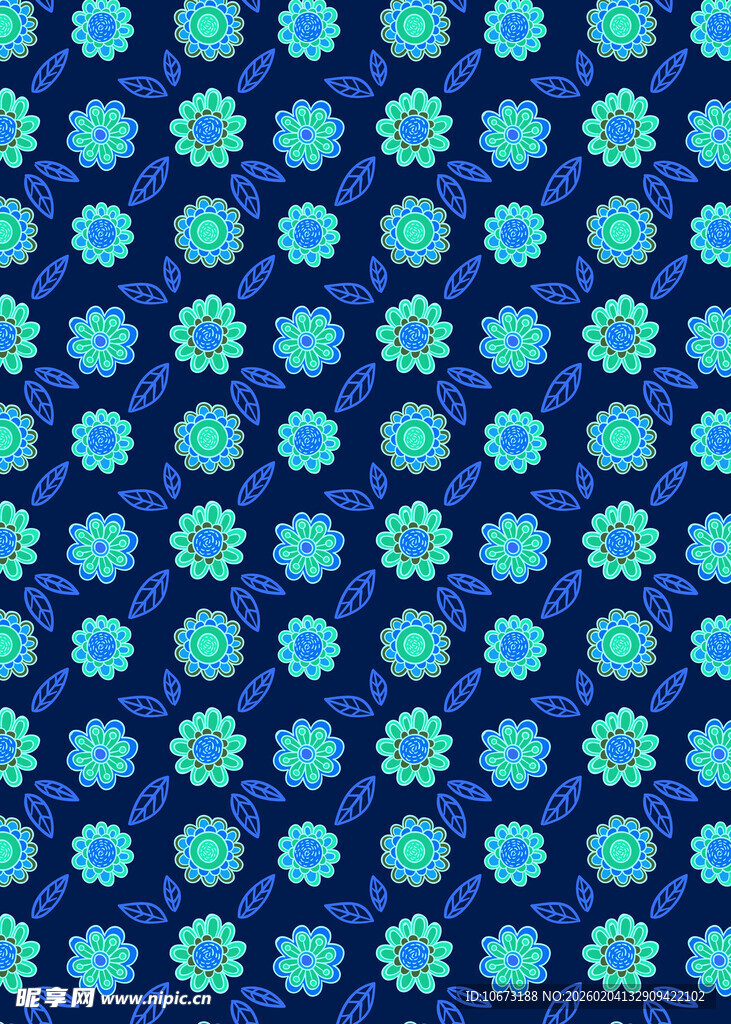 蓝色花卉图案背景纹理