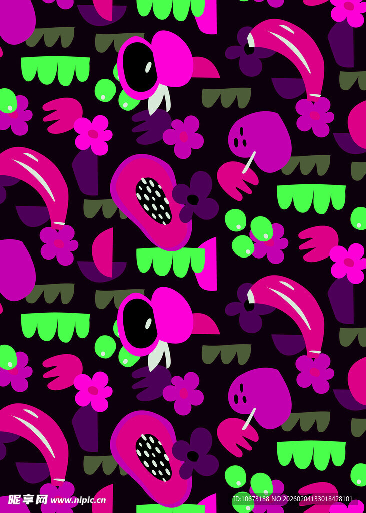 霓虹骷髅怪物图案背景