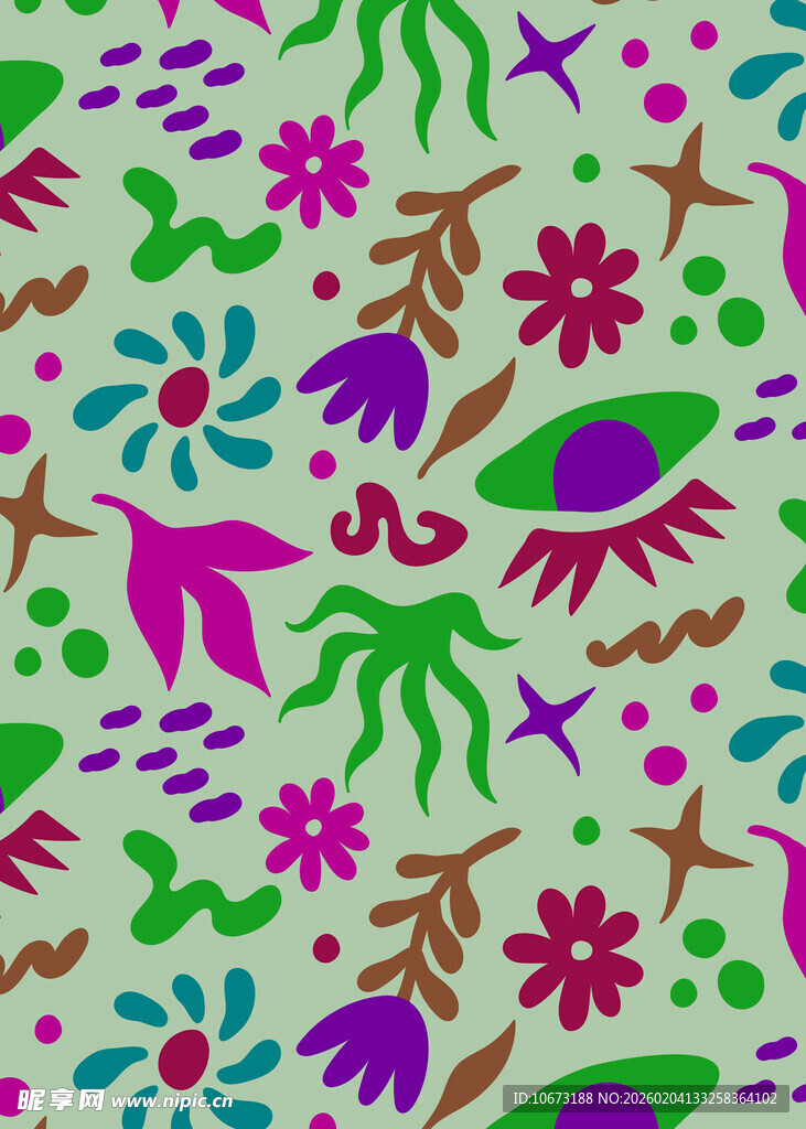多彩动植物图案背景