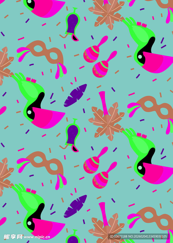 多彩热带风动植物图案