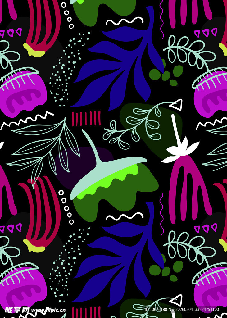 奇幻植物图案背景