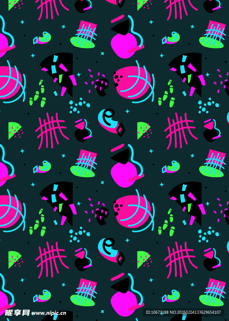 梦幻荧光海洋生物图案