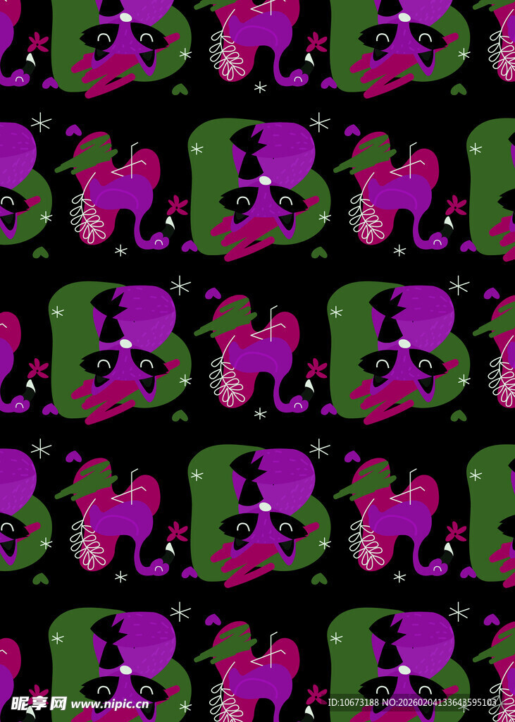 多彩卡通图案无缝背景