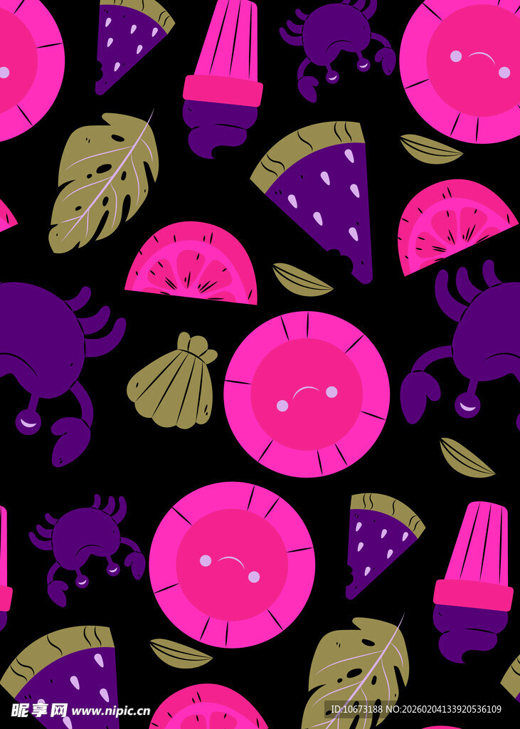 多彩卡通水果图案背景