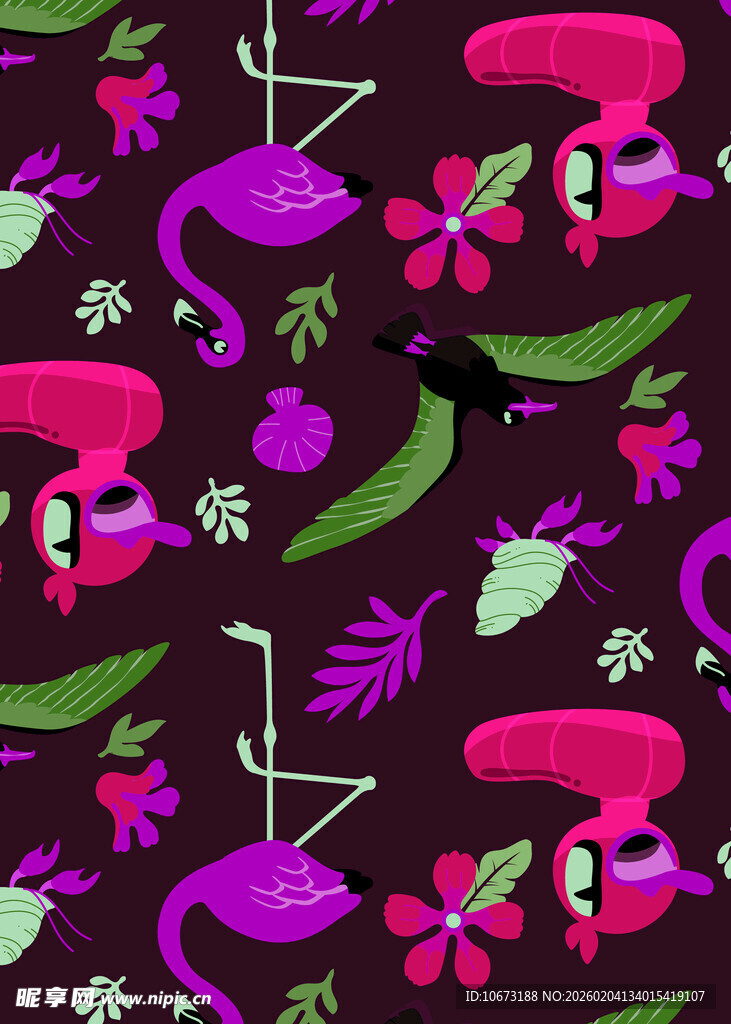 多彩卡通植物图案背景