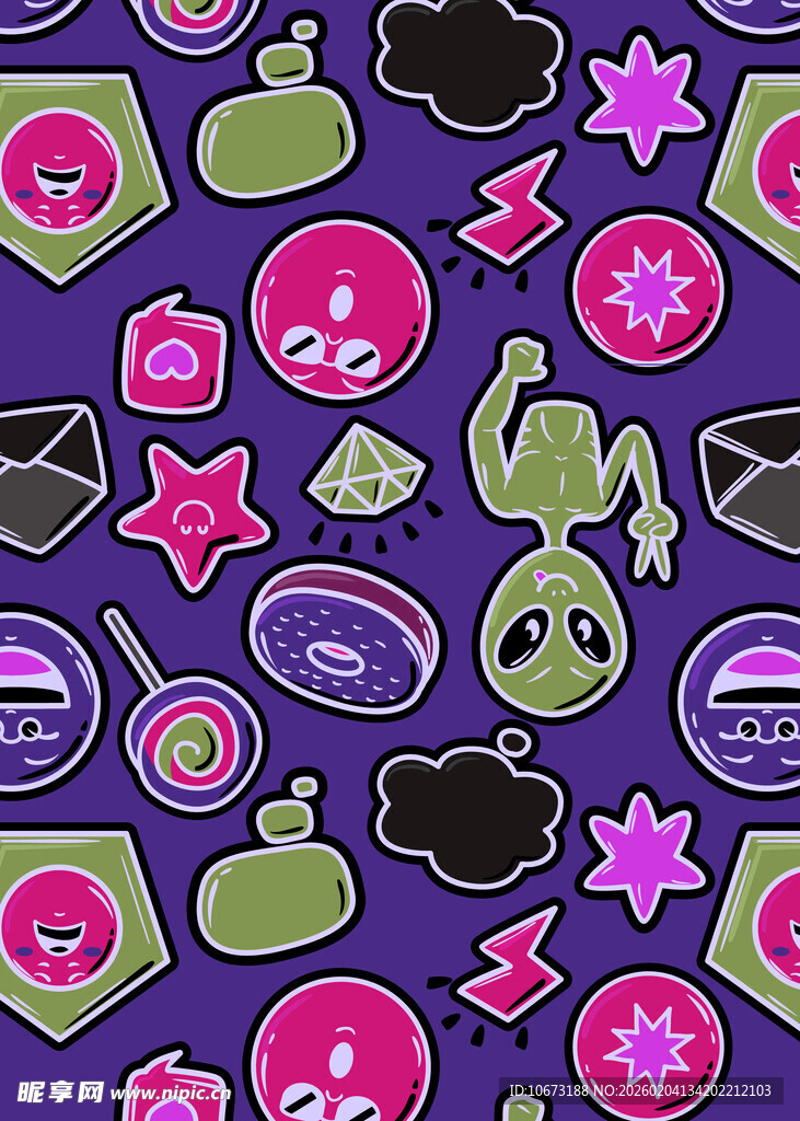 可爱外星主题图案背景