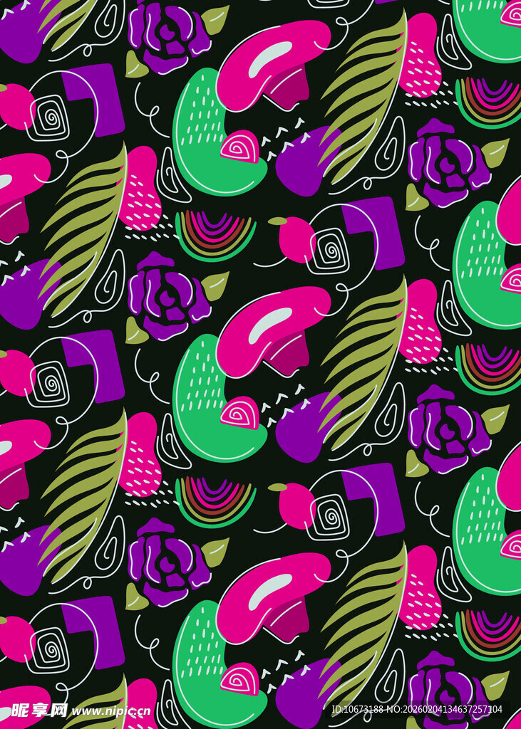 多彩几何花卉图案背景