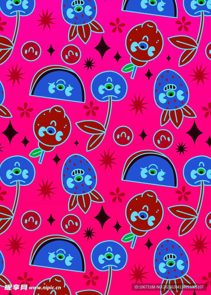 卡通图案粉色背景样式