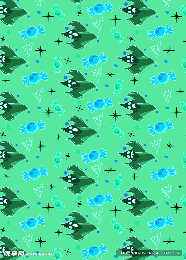 绿色背景的卡通飞船图案