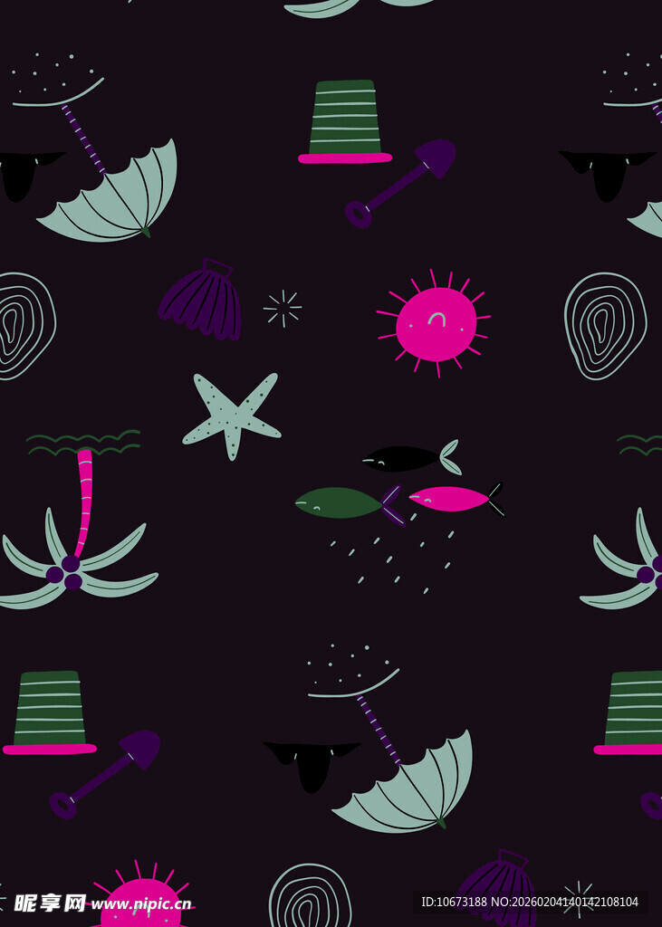 梦幻植物与饰品图案背景