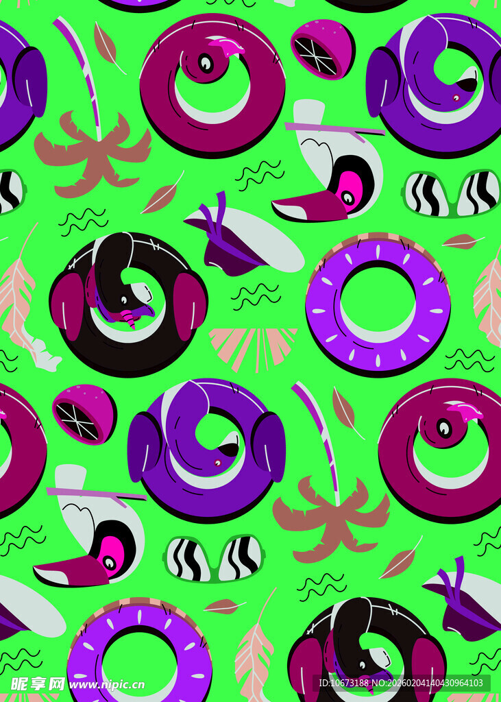 多彩甜甜圈图案背景