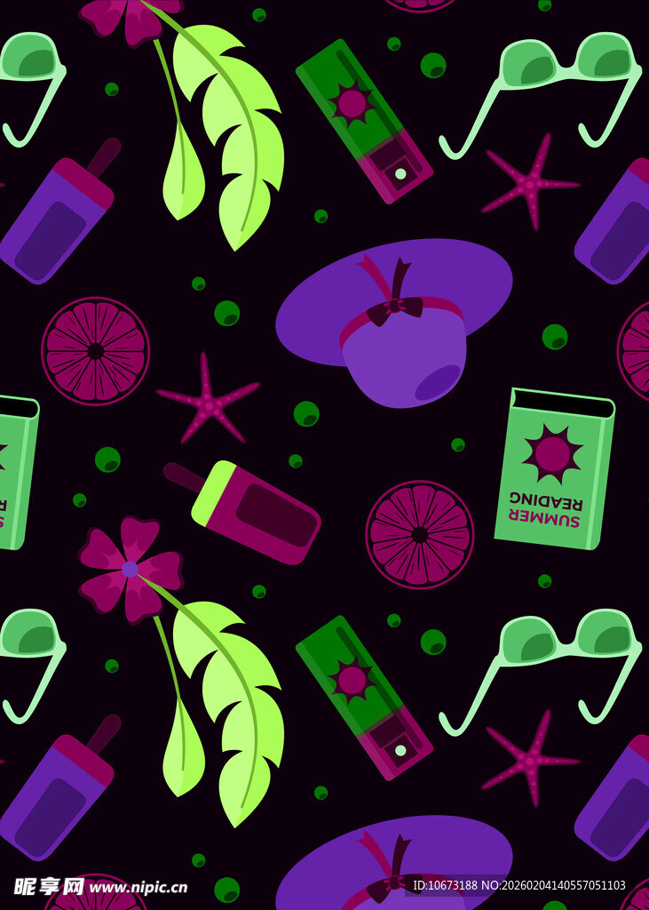 夏日度假元素无缝图案