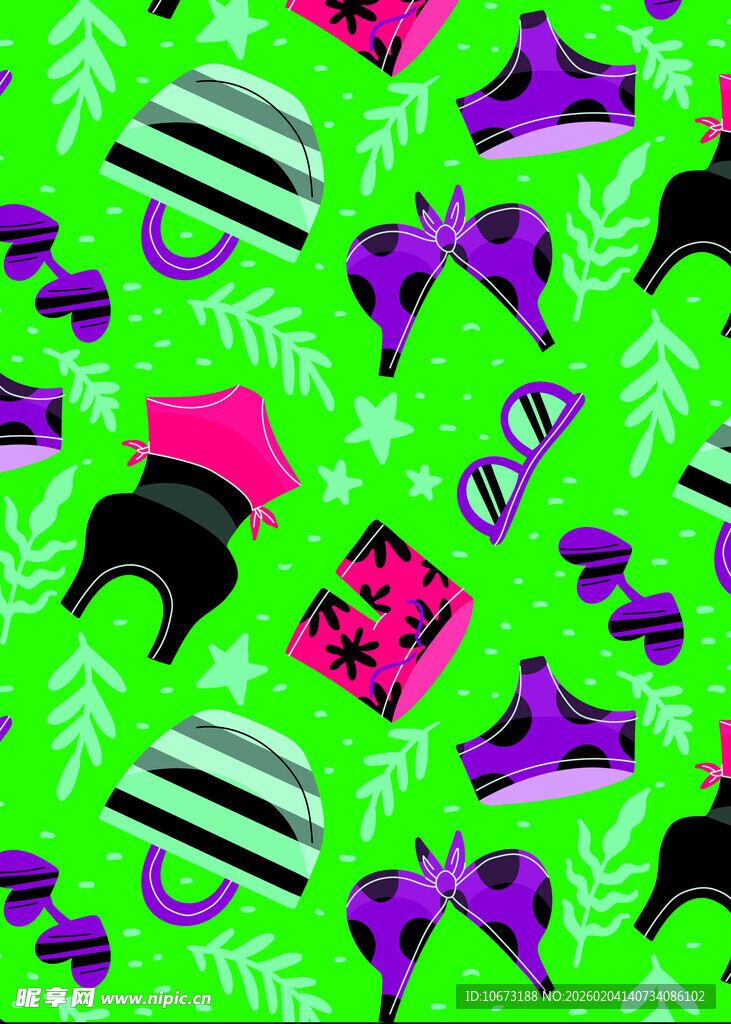 多彩几何图案的绿色背景