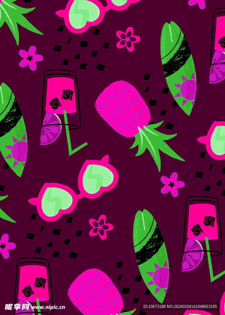 热带水果图案背景设计