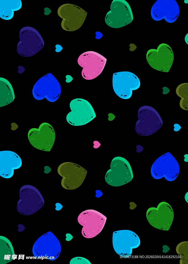 多彩心形图案背景