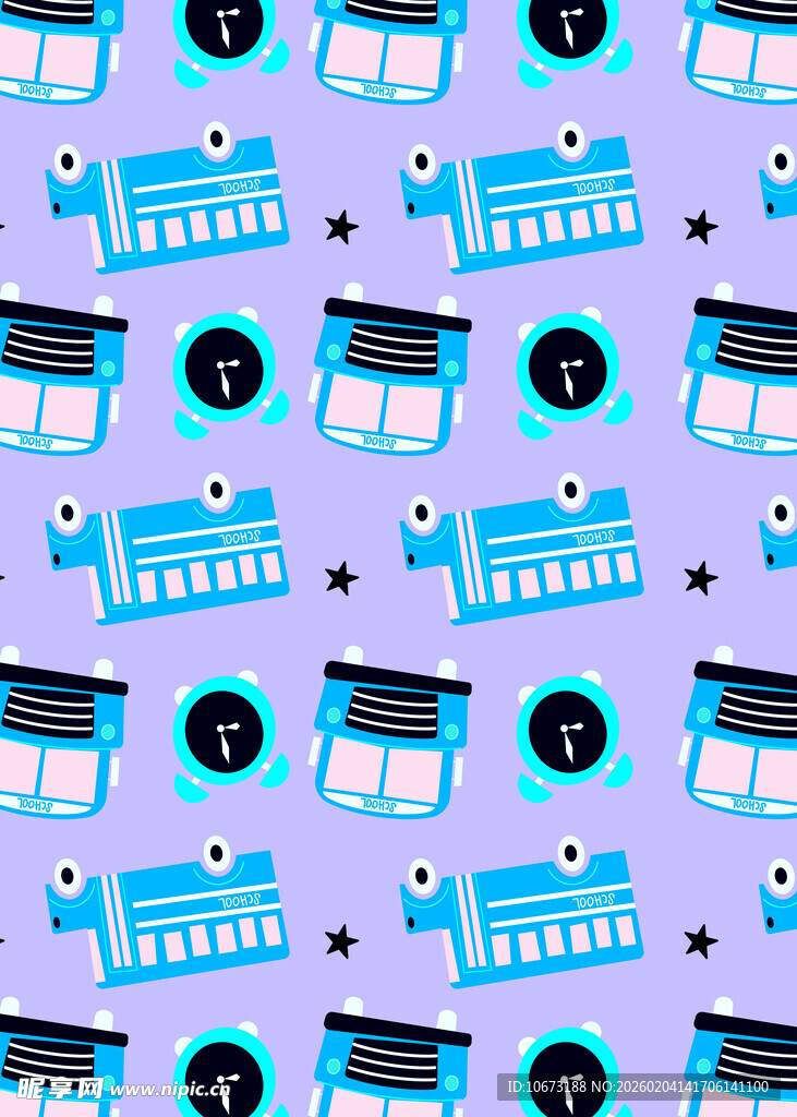 紫色背景的卡通机器人图案