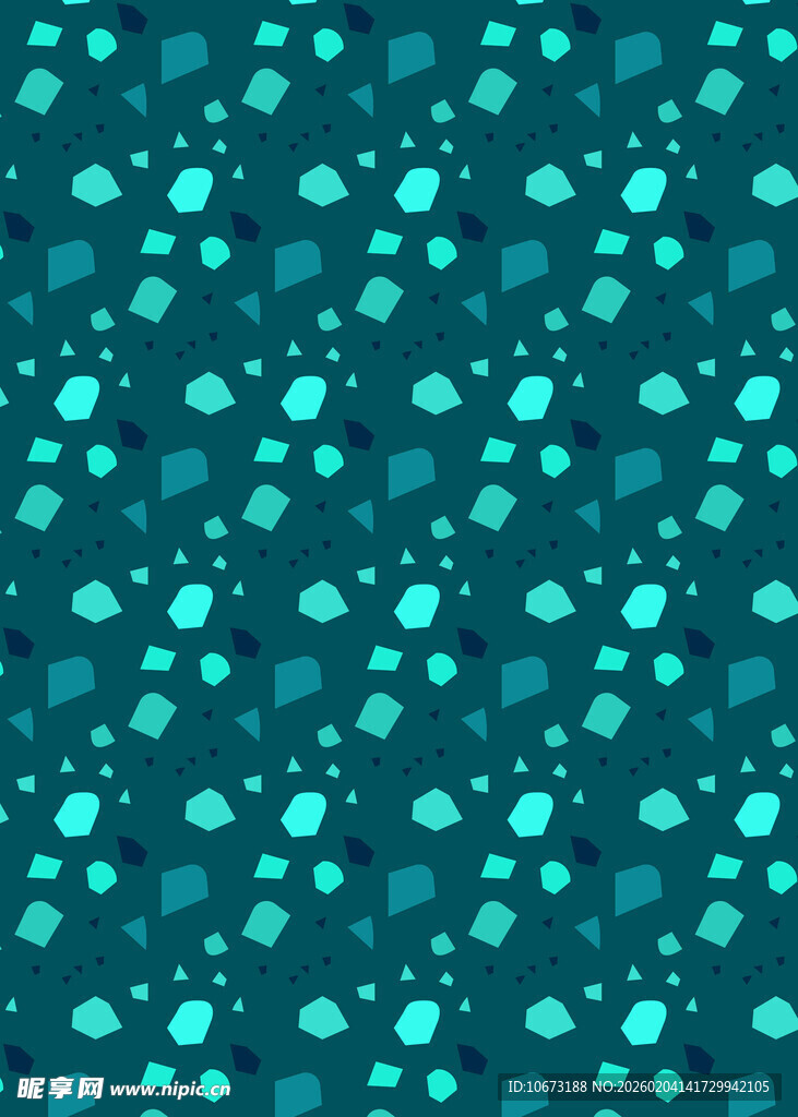 蓝绿底散布圆点图案