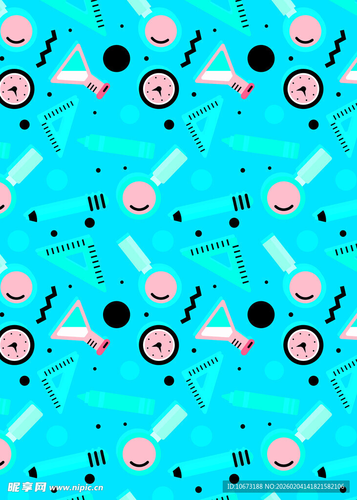 蓝色实验室元素无缝图案