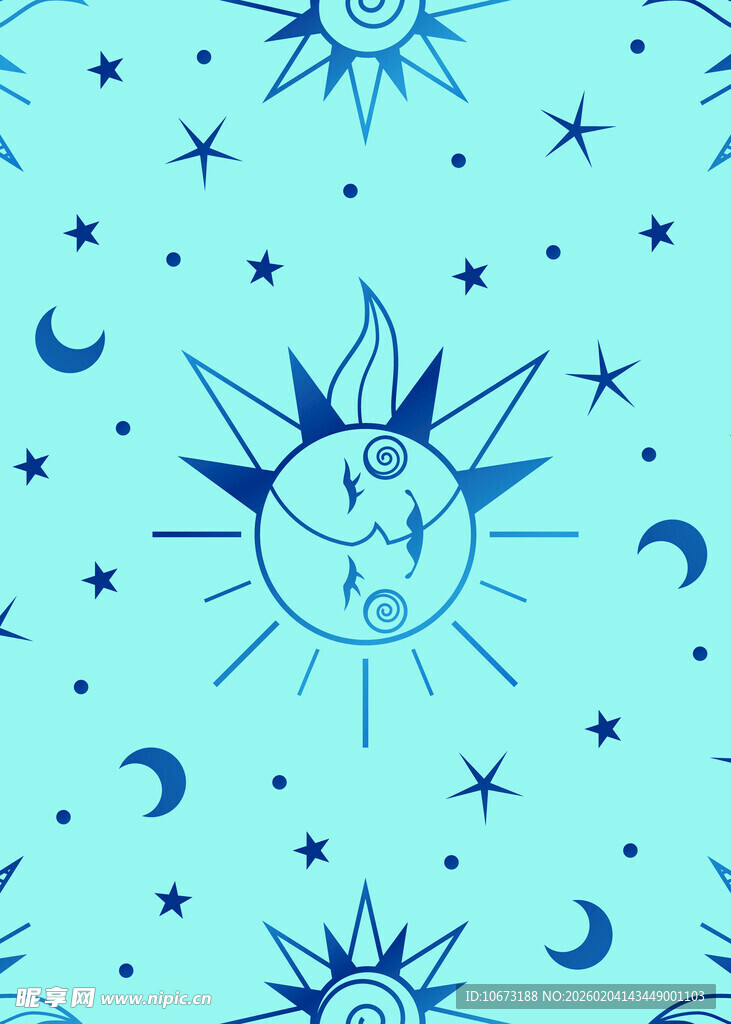 梦幻星空太阳月亮图案