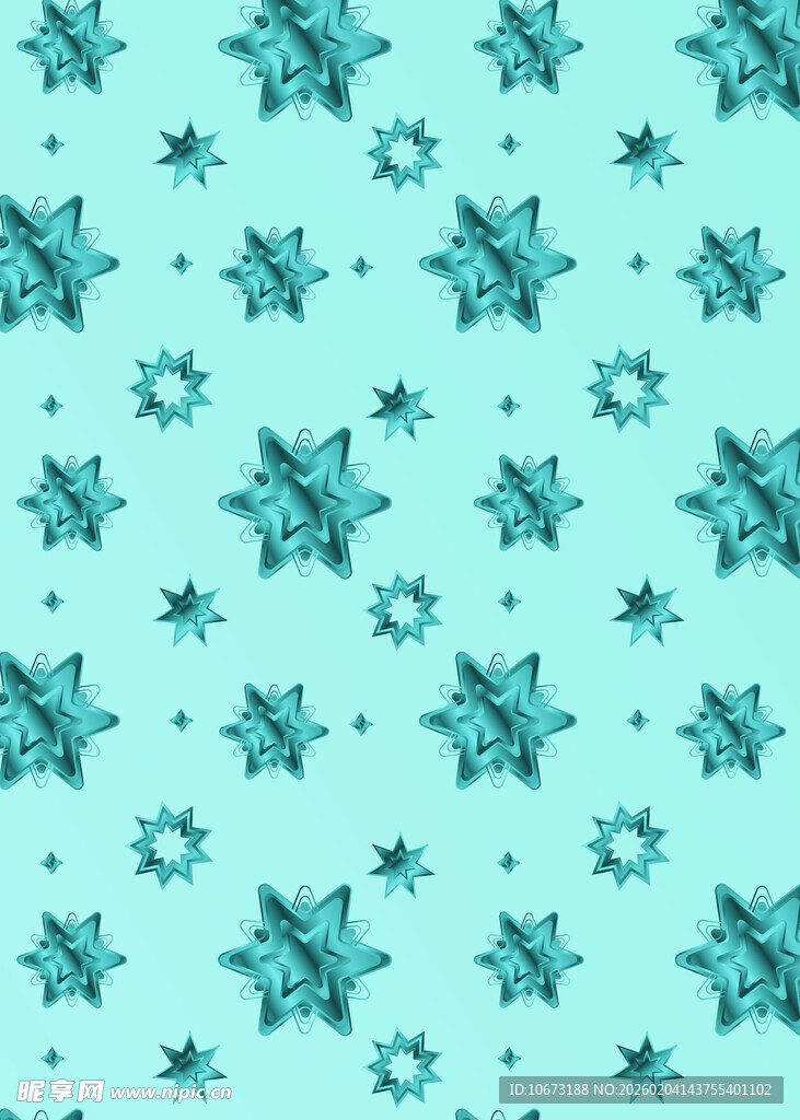 蓝绿色雪花图案背景