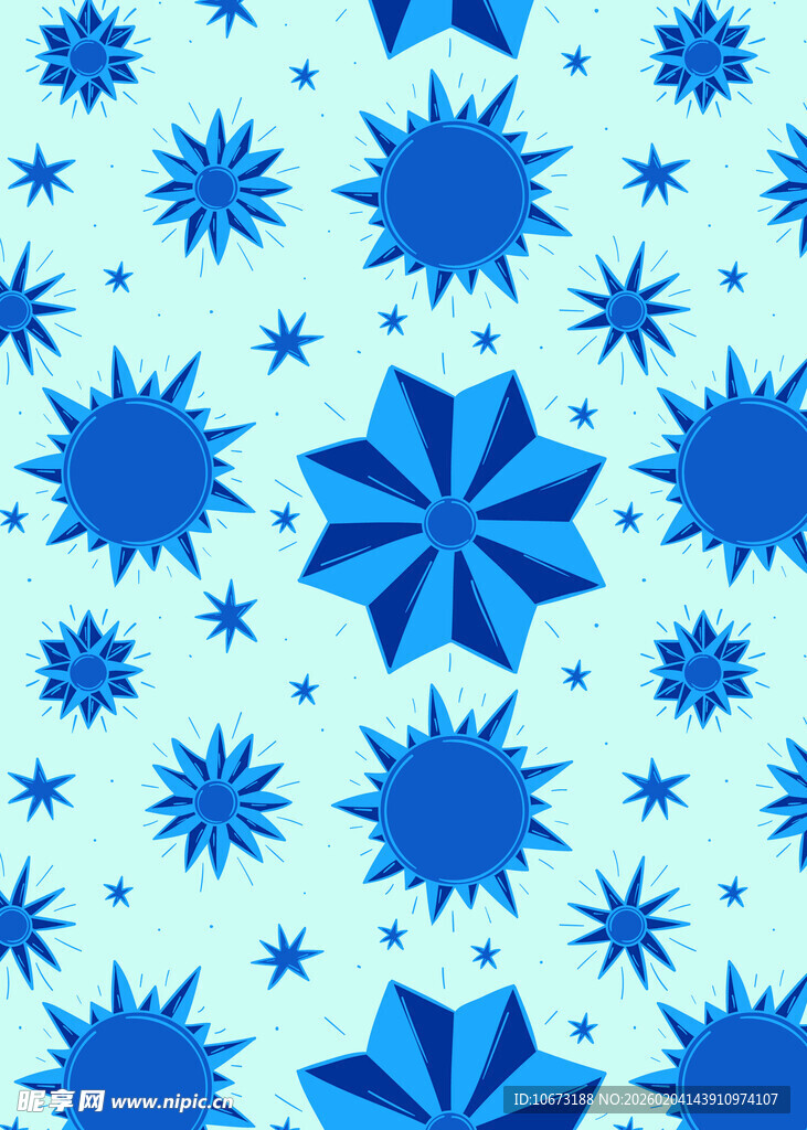 蓝色雪花图案背景