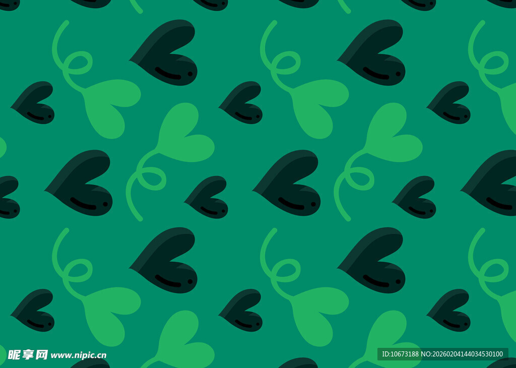 绿色心形图案背景纹理