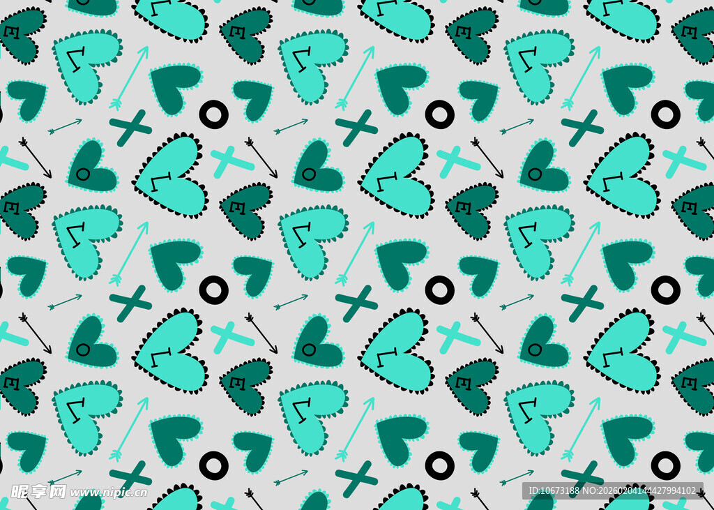 绿色心形图案无缝背景