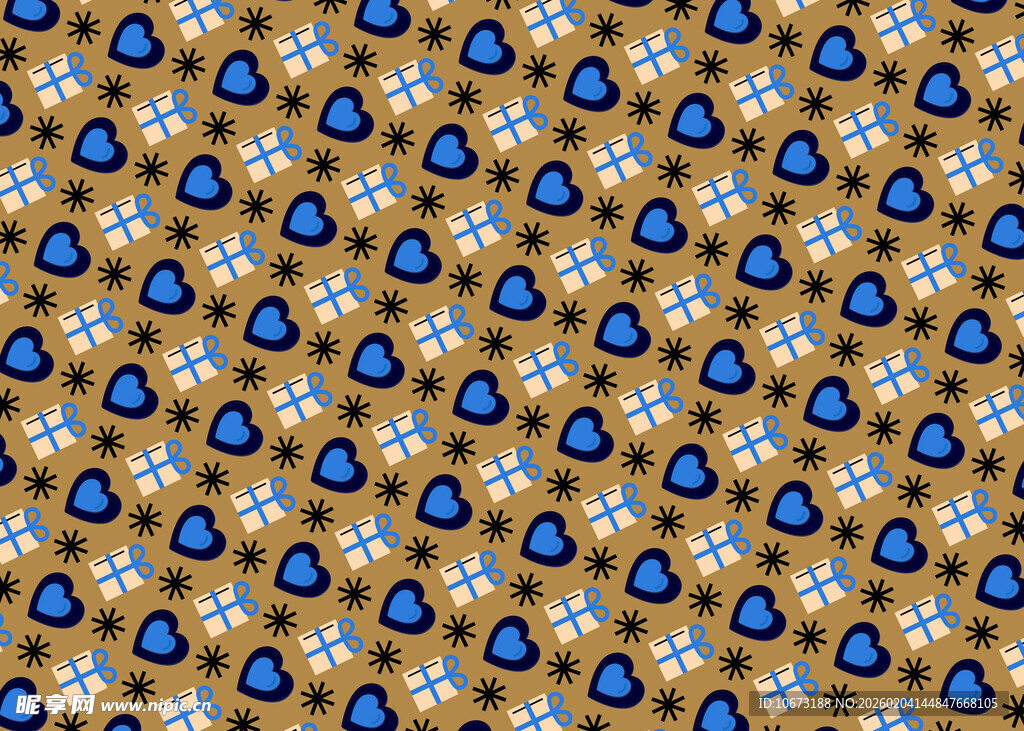 蓝黄相间几何花卉图案