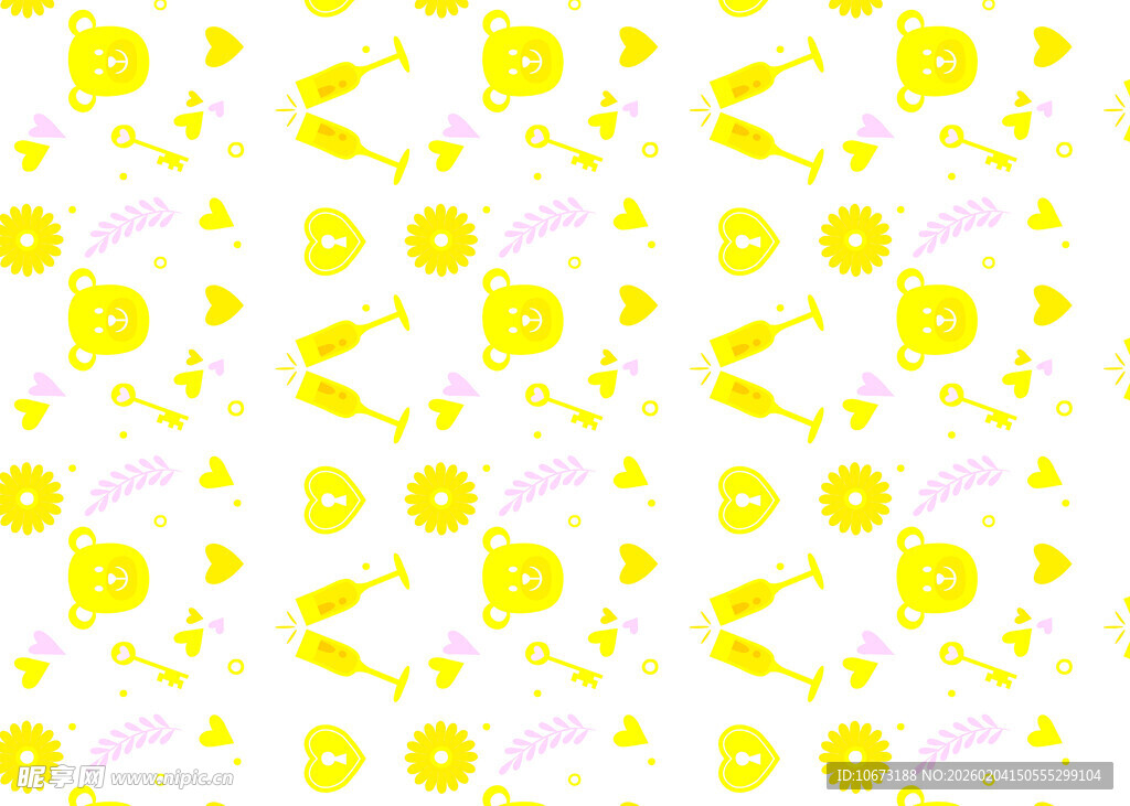 黄色卡通图案无缝背景图