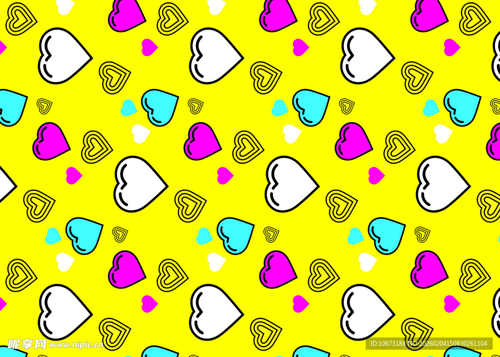 多彩心形图案背景纹理