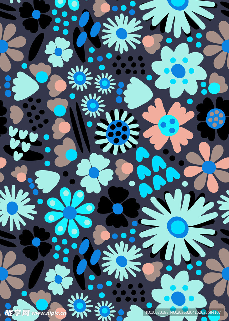 多彩花卉图案背景纹理