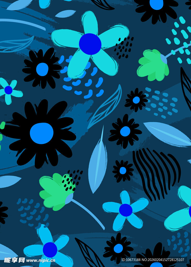 蓝绿花卉图案背景